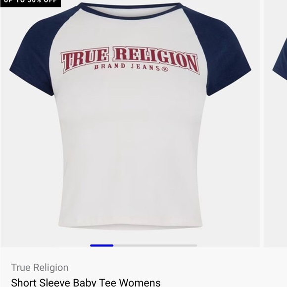 True Religion White and Blue Short Sleeve Tee - Picture 1 of 6